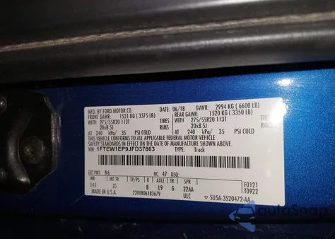 2018 Ford F-150 Xl from USA, damaged, VIN 1FTEW1EP9JFD37863